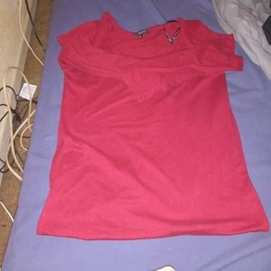 Maroon knee length dress with quarter sleeves